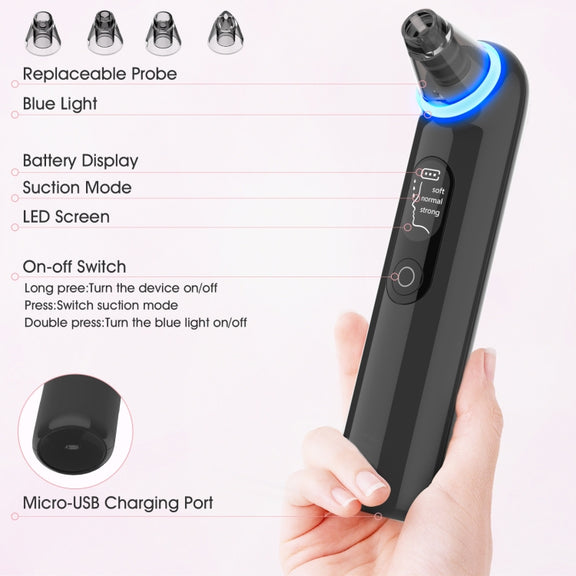 Electric Beauty Instrument Face Pore Remover Blackhead Acne Cleaner(Black)