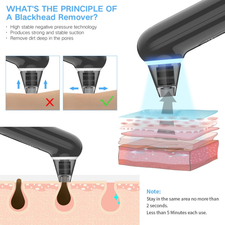 Electric Beauty Instrument Face Pore Remover Blackhead Acne Cleaner(Black)