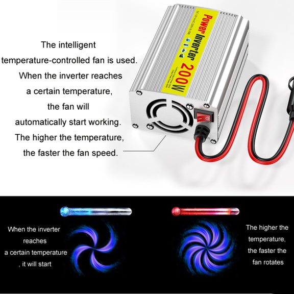 200W Modified Sine Wave Inverter Car Mobile Phone 2.1A Universal Power Supply, Specification: 12 To 110V