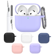 For Airpods 4 AhaStyle WG163 Earphone Drop-Proof Dust-Proof Silicone Protective Case With Cleanning Pen(White)