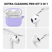 For Airpods 4 AhaStyle WG163 Earphone Drop-Proof Dust-Proof Silicone Protective Case With Cleanning Pen(Pink)