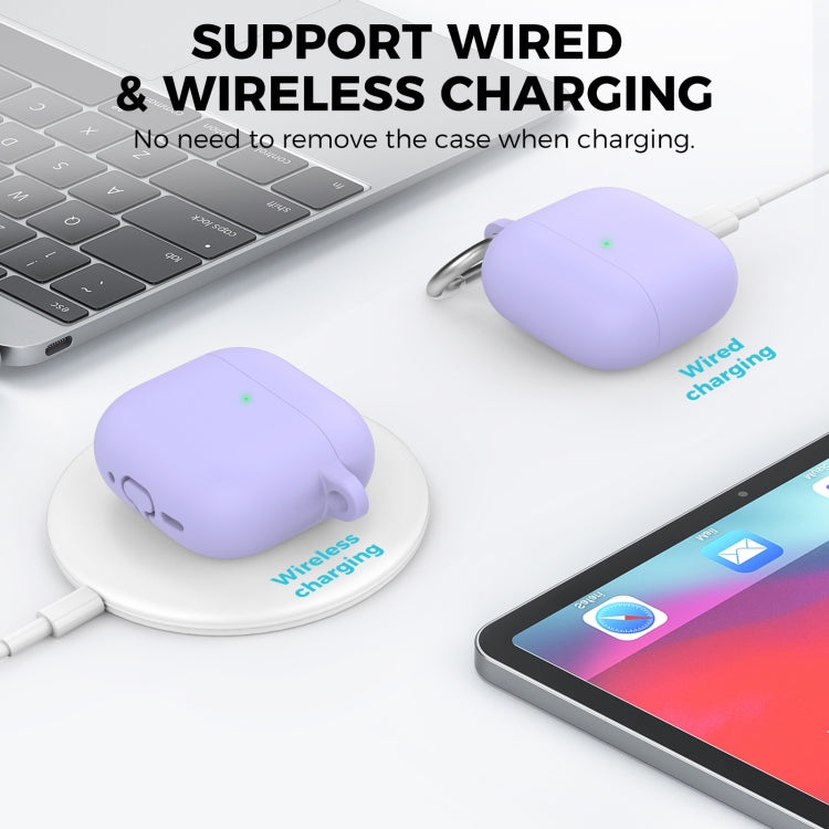 For Airpods 4 AhaStyle WG163 Earphone Drop-Proof Dust-Proof Silicone Protective Case With Cleanning Pen(White)
