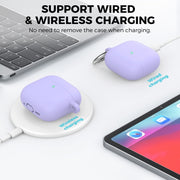 For Airpods 4 AhaStyle WG163 Earphone Drop-Proof Dust-Proof Silicone Protective Case With Cleanning Pen(White)