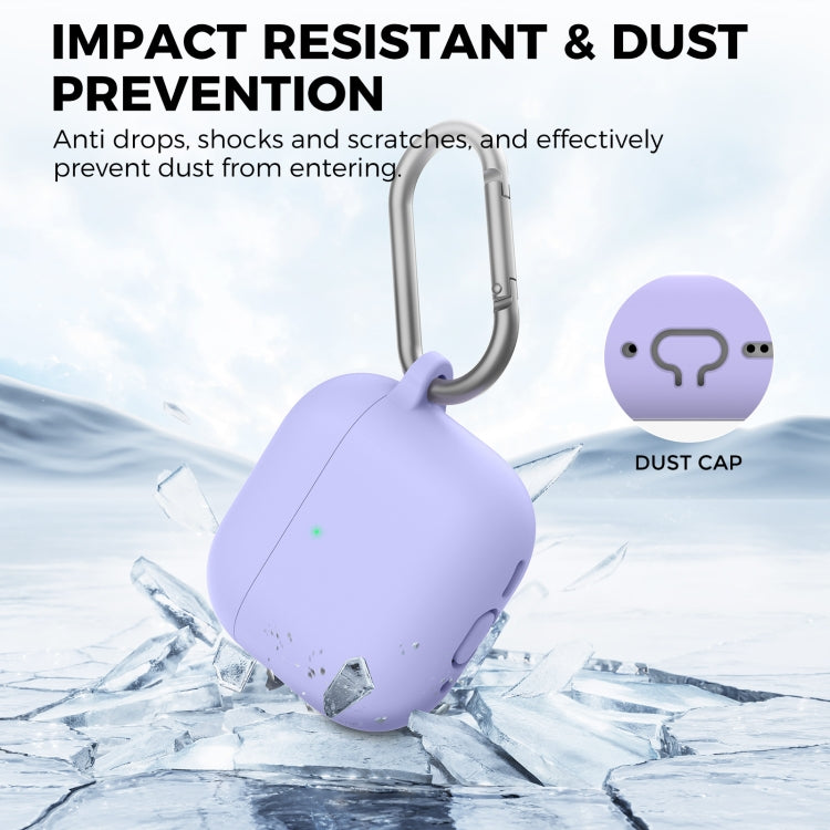 For Airpods 4 AhaStyle WG163 Earphone Drop-Proof Dust-Proof Silicone Protective Case With Cleanning Pen(White)