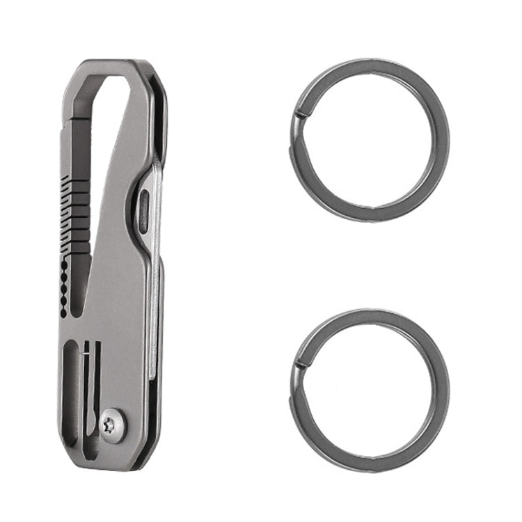 Multifunctional Titanium Keychain Outdoor Portable Defense Mini Folding Knife, Style: With 2 Titanium Ring