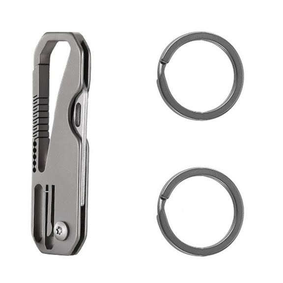 Multifunctional Titanium Keychain Outdoor Portable Defense Mini Folding Knife, Style: With 2 Titanium Ring