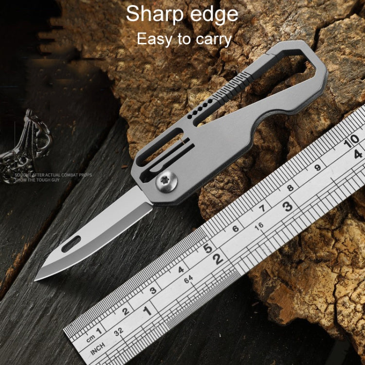 Multifunctional Titanium Keychain Outdoor Portable Defense Mini Folding Knife, Style: With 2 Titanium Ring
