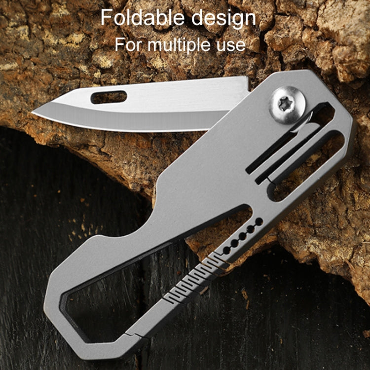 Multifunctional Titanium Keychain Outdoor Portable Defense Mini Folding Knife, Style: With 2 Titanium Ring