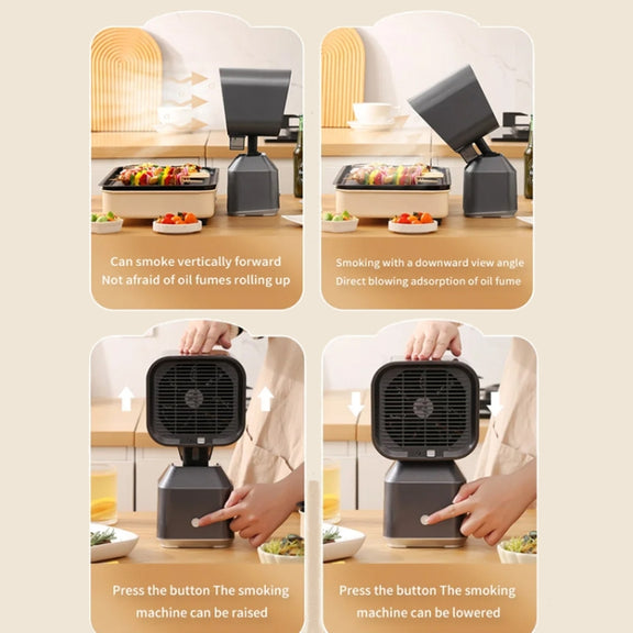 Desktop Range Hood Barbecue Small Movable Liftable Extractor Hood 2 Wind Speeds Adjust EU Plug