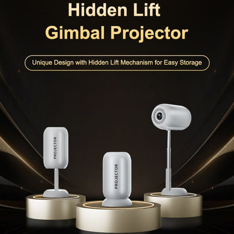 TS-6 Android 11 WiFi6 4K Mini Projector Hidden Lift Gimbal Projector US Plug(White)