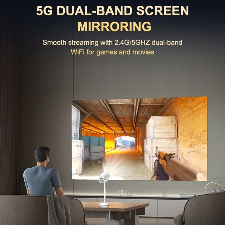 TS-6 Android 11 WiFi6 4K Mini Projector Hidden Lift Gimbal Projector AU Plug(White)