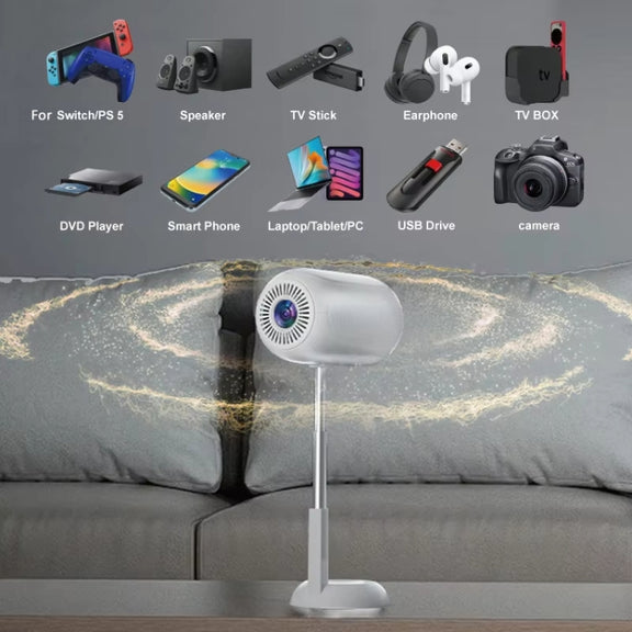 TS-6 Android 11 WiFi6 4K Mini Projector Hidden Lift Gimbal Projector AU Plug(White)