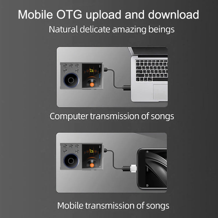 2.4 Inch HIFI Bluetooth Music Player DSD256 Mastering Sound Quality Walkman, Memory: 16GB+8GB(Black)