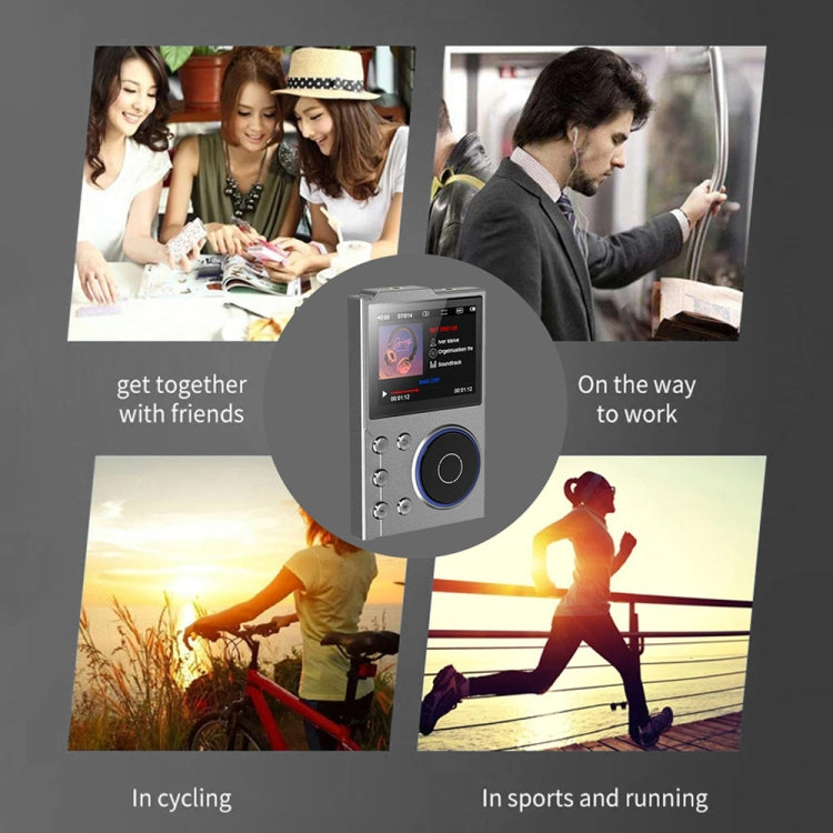 2.4 Inch HIFI Bluetooth Music Player DSD256 Mastering Sound Quality Walkman, Memory: 16GB+32GB(Black)