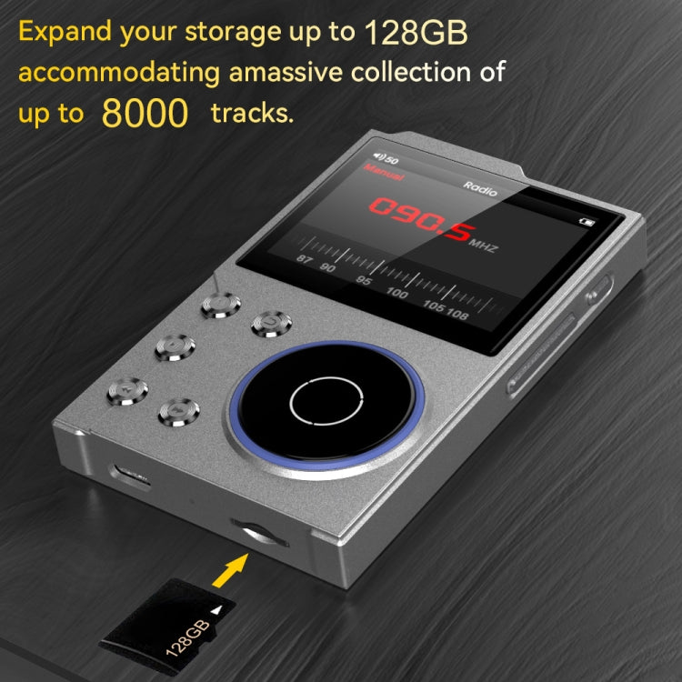 2.4 Inch HIFI Bluetooth Music Player DSD256 Mastering Sound Quality Walkman, Memory: 16GB(Black)