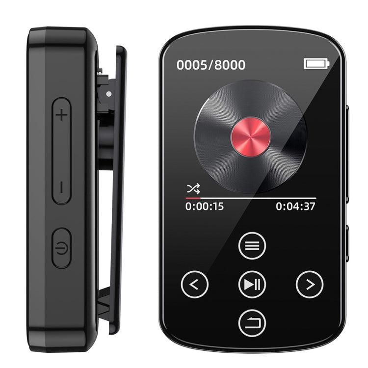 MP3 Bluetooth Music Player HIFI Sports Clip Touch Screen MP4, Memory: 64GB(Black)