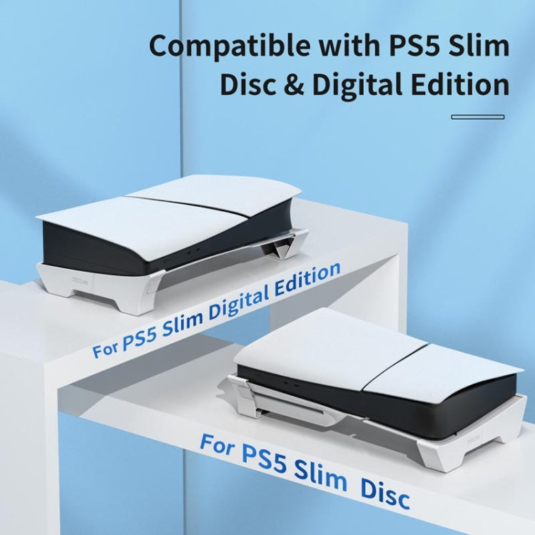 For PS5 Slim STARTRC GAMES Base Horizontal Placement Bracket Game Console Horizontal Fixed Cooling Base(White Upgraded Digital/Disc Universal)