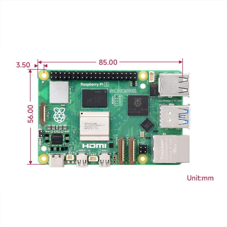 Waveshare For Raspberry Pi 5 2.4GHz Quad-Core BCM2712 Processor Development Board, Spec: 4GB