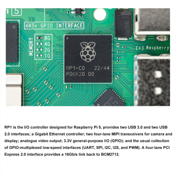 Waveshare For Raspberry Pi 5 2.4GHz Quad-Core BCM2712 Processor Development Board, Spec: 8GB
