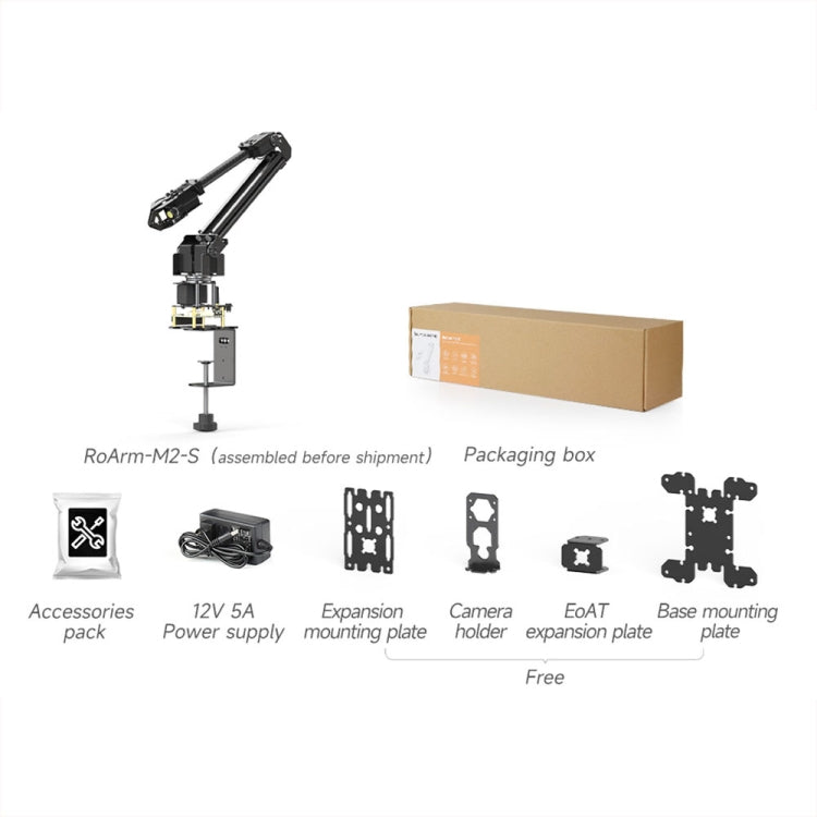 Waveshare 25118 RoArm-M2-S Desktop Robotic Arm Kit, Based On ESP32, 4-DOF(UK Plug)