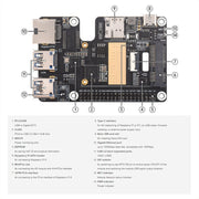 Waveshare For Raspberry Pi 5 PCIe to MiniPCIe / Gigabit Ethernet / USB 3.2 Gen1 HAT, Spec: No Accessories