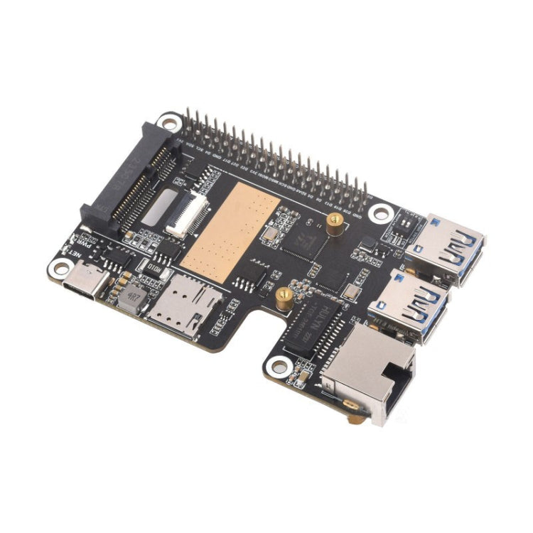 Waveshare For Raspberry Pi 5 PCIe to MiniPCIe / Gigabit Ethernet / USB 3.2 Gen1 HAT, Spec: SIM7600G-H