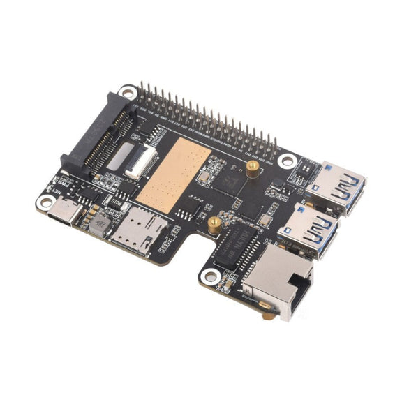 Waveshare For Raspberry Pi 5 PCIe to MiniPCIe / Gigabit Ethernet / USB 3.2 Gen1 HAT, Spec: No Accessories