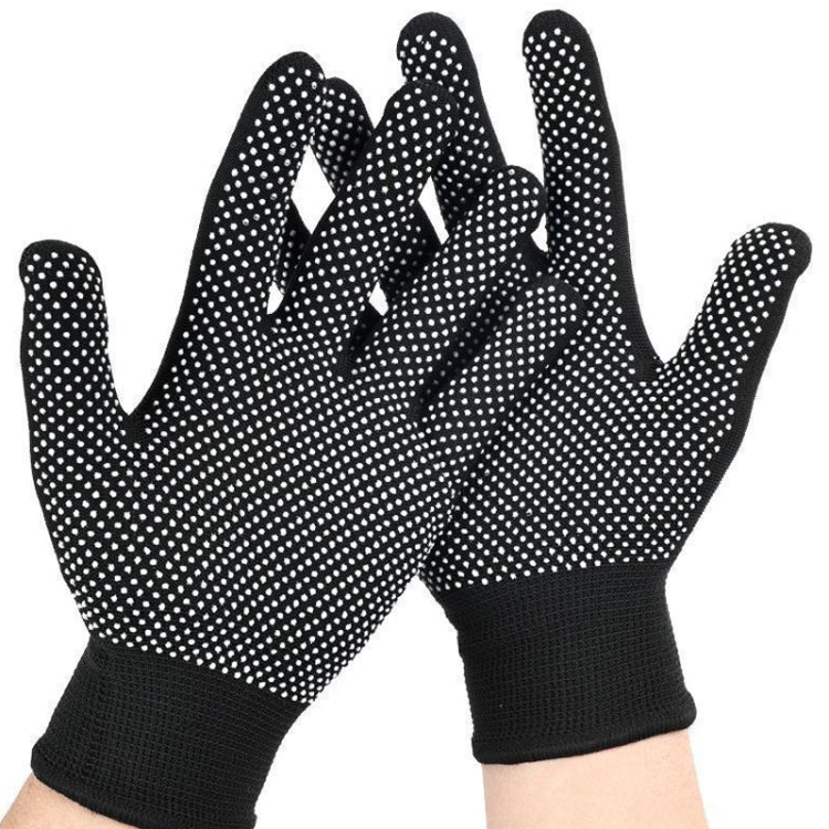 5pairs Outdoor Breathable Non-slip Particle Silicone Hiking Riding Nylon Gloves Thin Mittens(Black)