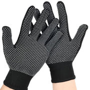 5pairs Outdoor Breathable Non-slip Particle Silicone Hiking Riding Nylon Gloves Thin Mittens(Black)