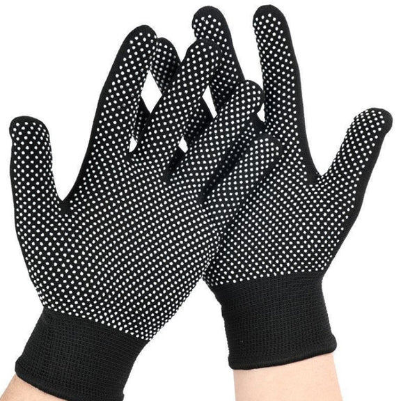 5pairs Outdoor Breathable Non-slip Particle Silicone Hiking Riding Nylon Gloves Thin Mittens(Black)