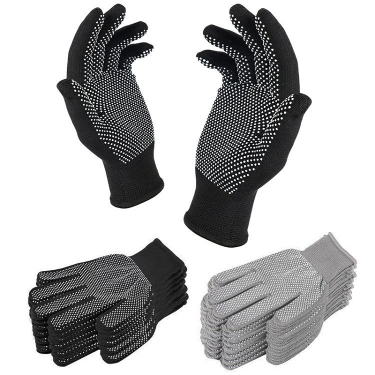 5pairs Outdoor Breathable Non-slip Particle Silicone Hiking Riding Nylon Gloves Thin Mittens(Black)
