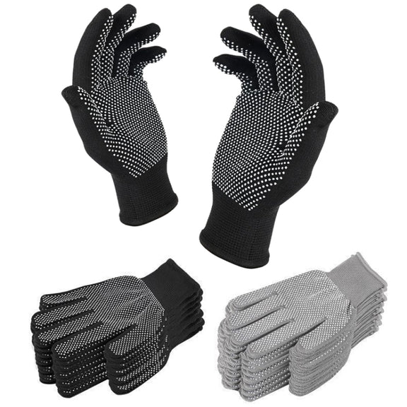 5pairs Outdoor Breathable Non-slip Particle Silicone Hiking Riding Nylon Gloves Thin Mittens(Black)