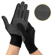 5pairs Outdoor Breathable Non-slip Particle Silicone Hiking Riding Nylon Gloves Thin Mittens(Black)