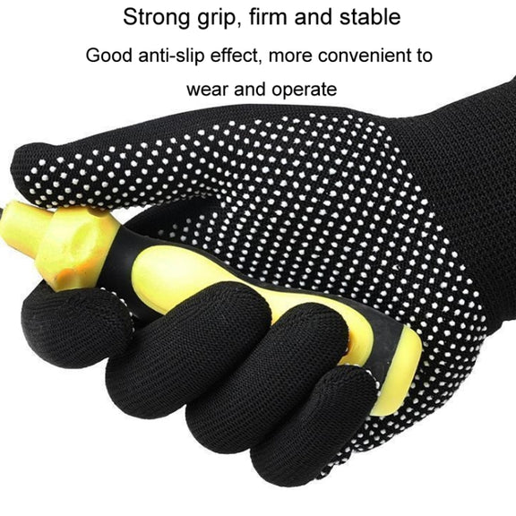 5pairs Outdoor Breathable Non-slip Particle Silicone Hiking Riding Nylon Gloves Thin Mittens(Black)