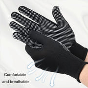 5pairs Outdoor Breathable Non-slip Particle Silicone Hiking Riding Nylon Gloves Thin Mittens(Black)