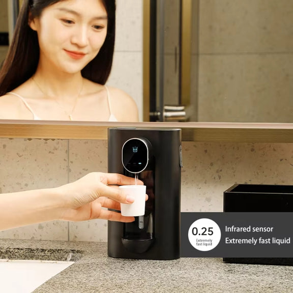 540ml  Automatic Mouthwash Dispenser 3 Levels Quantitative with 2 Magnetic Cups(White)