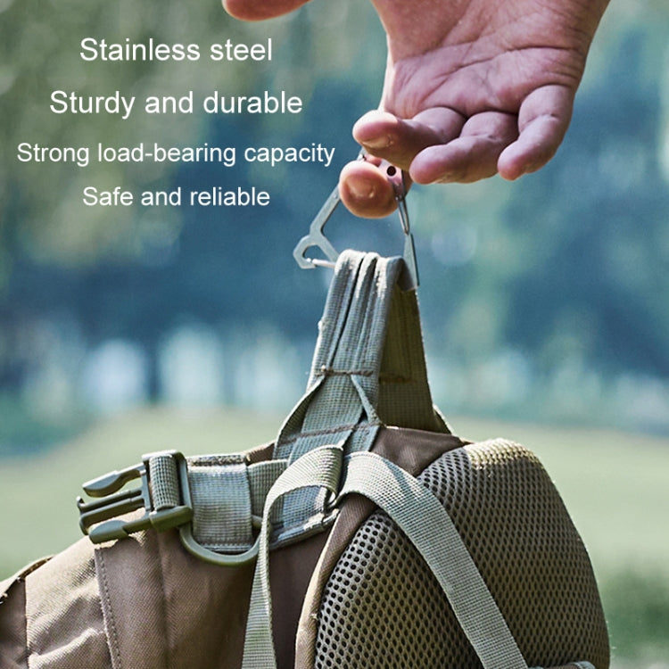 Outdoor Stainless Steel Hanging Buckle Multi-functional Portable Triangle Hook Multi-Hook Carabiner(Black)