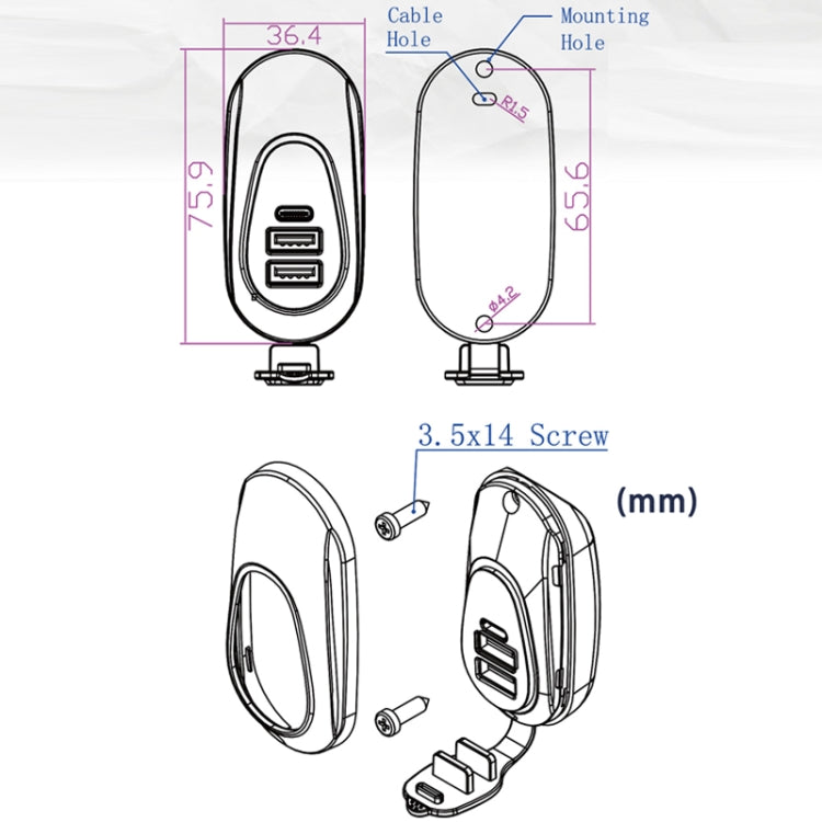 12-24V Bus Handlebar Installed USB Fast Charging Charger, Specifications: 2U QC+QC
