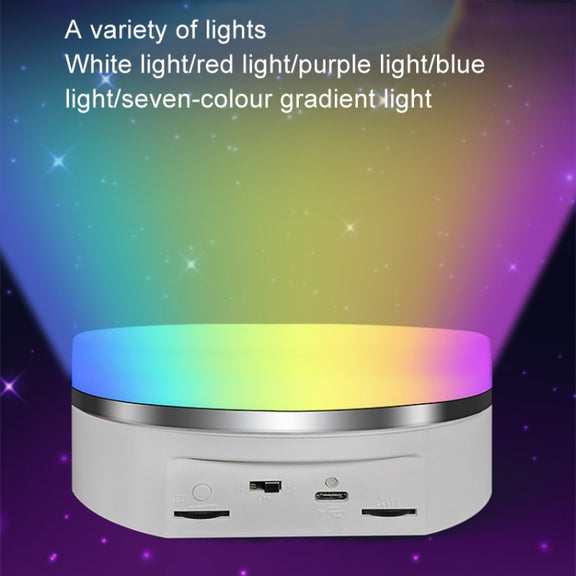 Intelligent Colourful Light Electric Speed Contro Round 360 Degree Rotating Plate Display Table, Color: White Charging