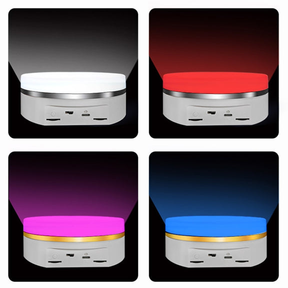 Intelligent Colourful Light Electric Speed Contro Round 360 Degree Rotating Plate Display Table, Color: White Charging