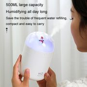 500ml Snowman Humidifier USB Desktop Large Capacity Colorful Ambient Light Air Humidifier(Pink)