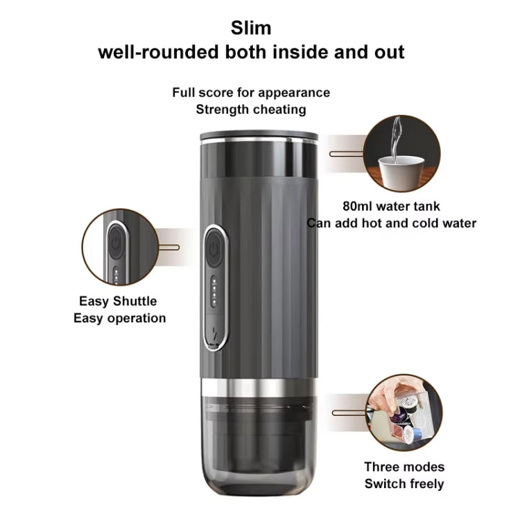 3 In 1 Automatic Wireless Italian Capsule Coffee Machine Portable Rechargeable Heating Coffee Maker(Black)