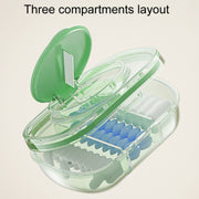 Portable Compartment Sealed Medicine Organizer Large Capacity Pill Dispenser(Transparent Blue)