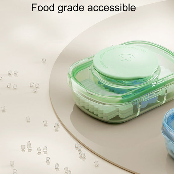 Portable Compartment Sealed Medicine Organizer Large Capacity Pill Dispenser(Transparent Blue)