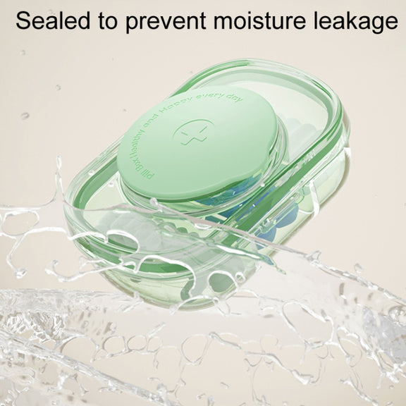 Portable Compartment Sealed Medicine Organizer Large Capacity Pill Dispenser(Green)