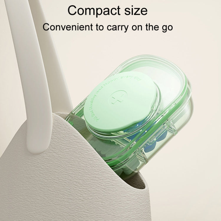Portable Compartment Sealed Medicine Organizer Large Capacity Pill Dispenser(Green)