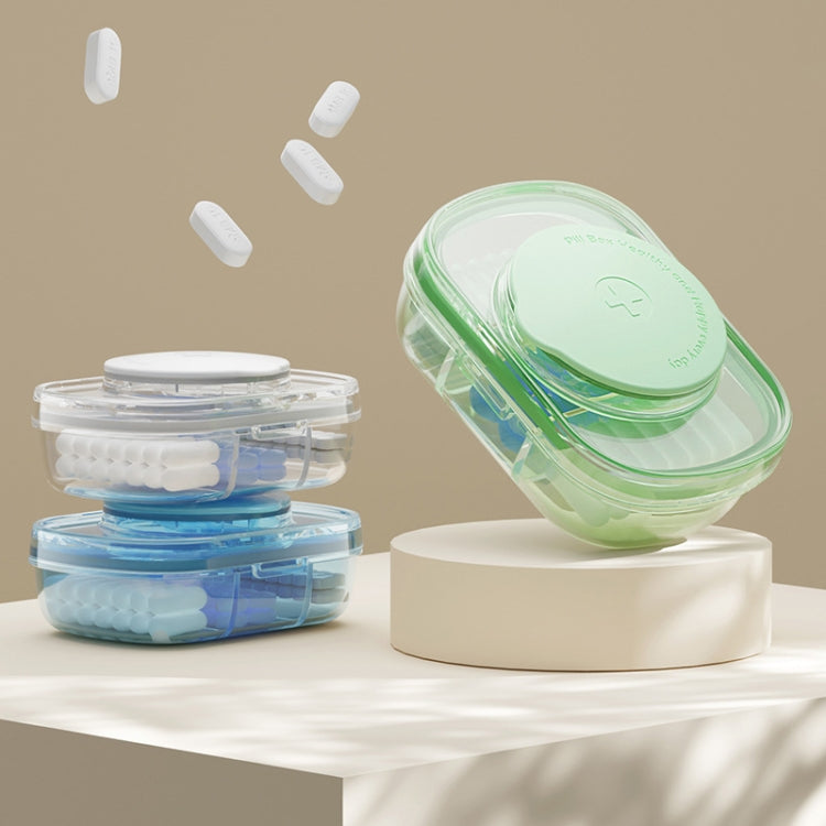 Portable Compartment Sealed Medicine Organizer Large Capacity Pill Dispenser(Transparent Blue)