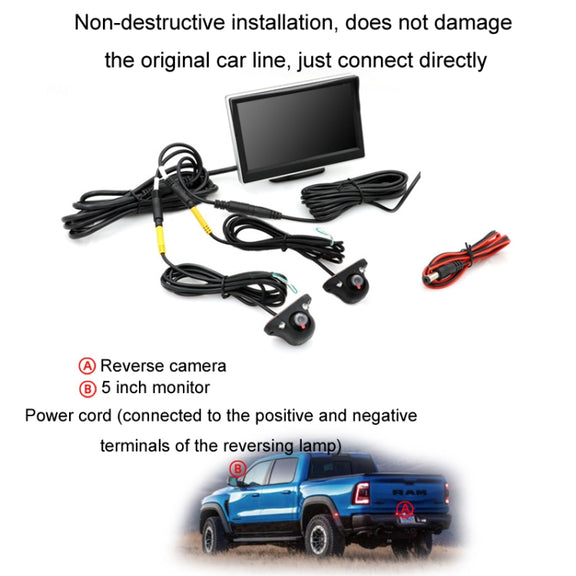 5 Inch Carplay Portable Surveillance Video Car Display, Specification: Folding Screen + Two-way Camera