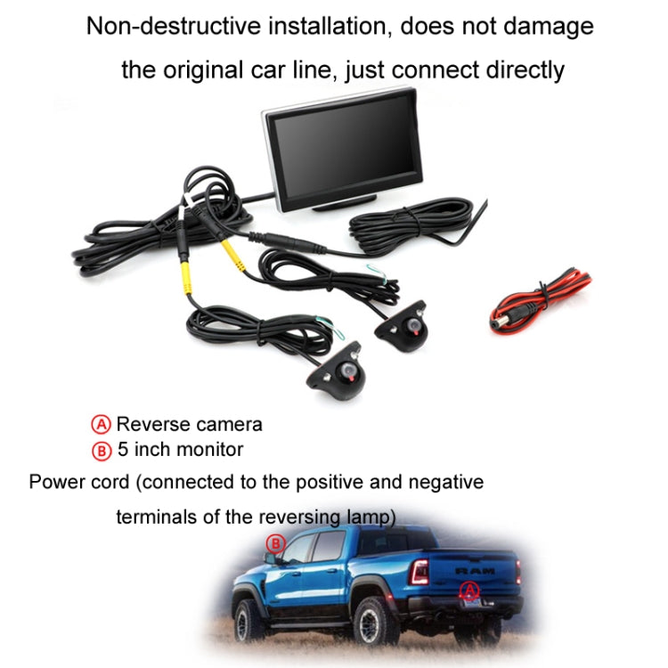 5 Inch Carplay Portable Surveillance Video Car Display, Specification: Folding Screen + Two-way Camera