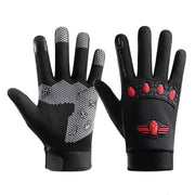 LANYIER Fall Winter Men Outdoor Motorcycle Gloves Riding Warm Windproof Anti-Slip Water-resistant Touch Screen Gloves, Size: Average(Red)